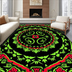 Vibrant Floral Kaleidoscope Art Rug