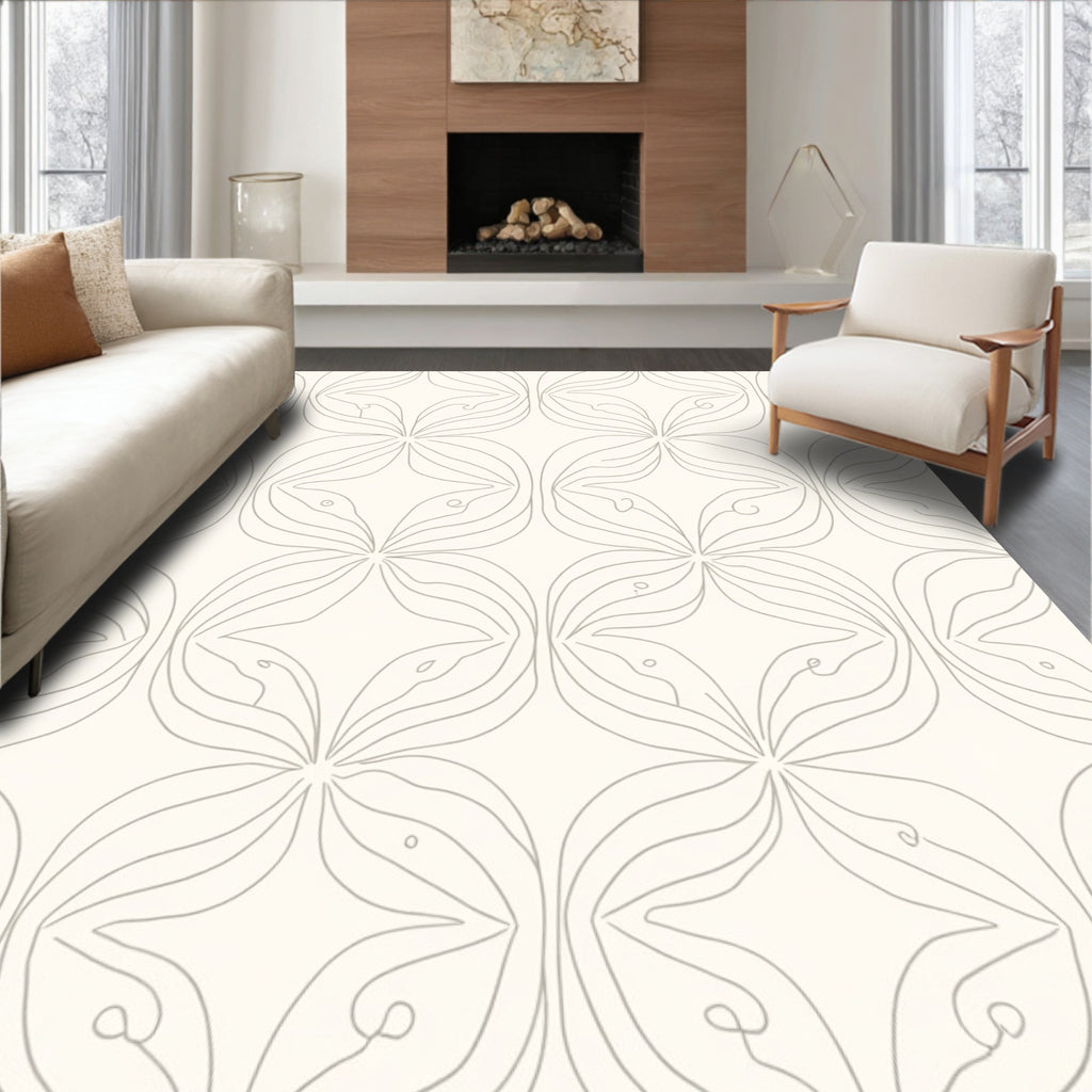 Minimalist Geometric Floral Pattern Rug