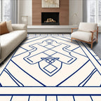Modern Blue Linear Geometric Pattern Rug