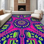 Vibrant Pink Blue Green Mandala Kaleidoscope Rug