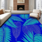 Blue Green Leaf Pattern Design Rug