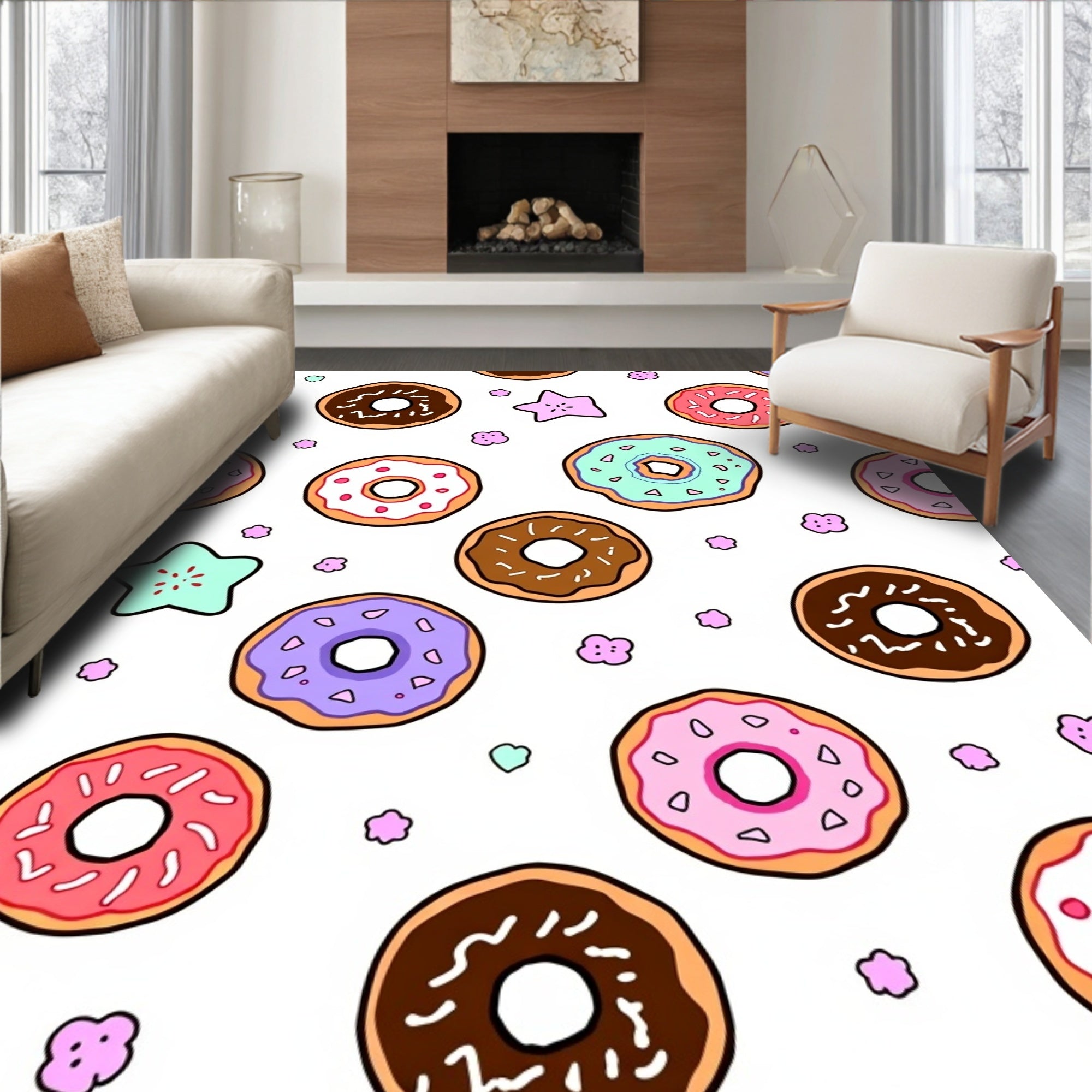 Fun Donut Star Pattern Design Rug