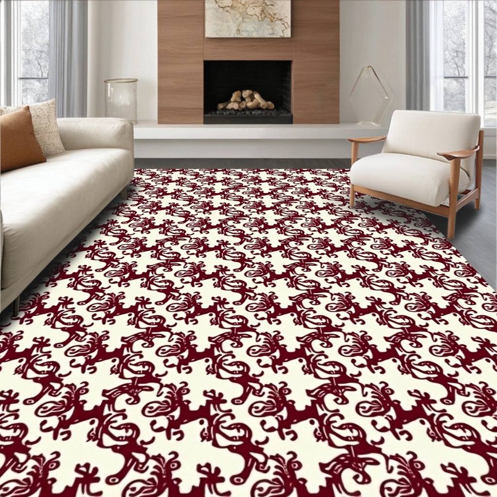 Classic Scrollwork Pattern in Burgundy Rug