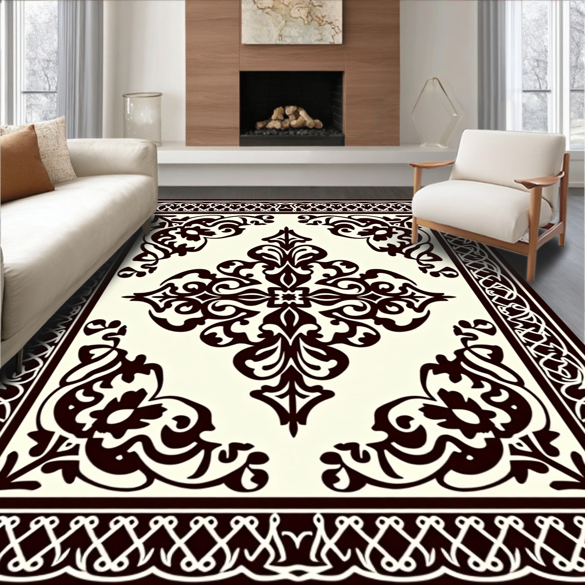 Intricate Swirls Central Motif Rug