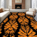 Bold Orange Floral Pattern Rug