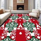 Red Green Ornate Geometric Pattern Rug