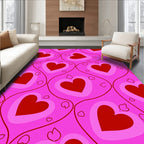 Pink Hearts Patterned Design Rug