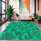 Emerald Foliage Abstract Pattern Rug