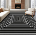 Black White Concentric Squares Rug