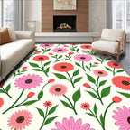 Pink Coral Flower Pattern Design Rug