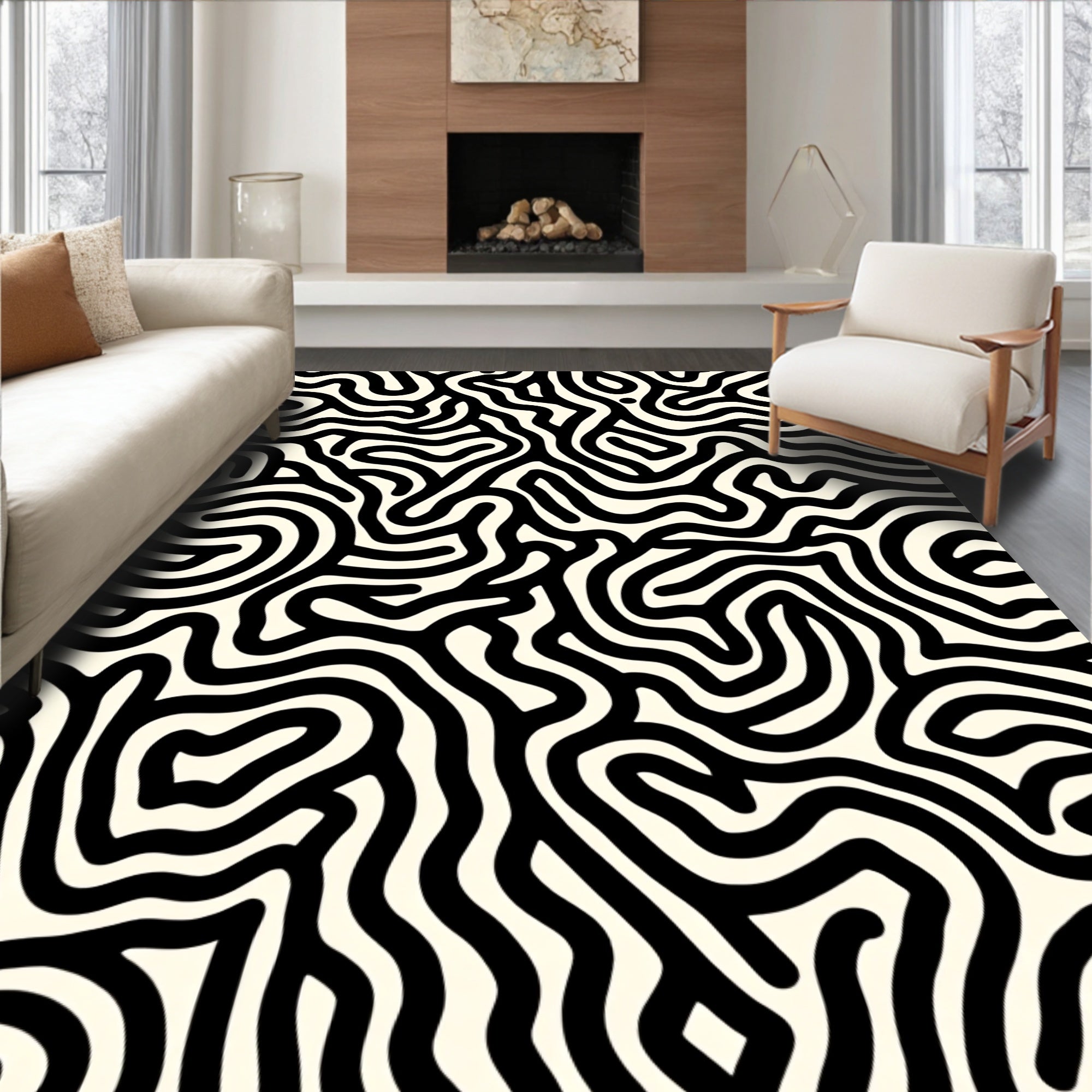 Organic Bold Line Abstract Pattern Rug