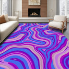 Abstract Purple Blue Wavy Pattern Rug