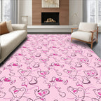 Pink Whimsical Abstract Line Art Rug