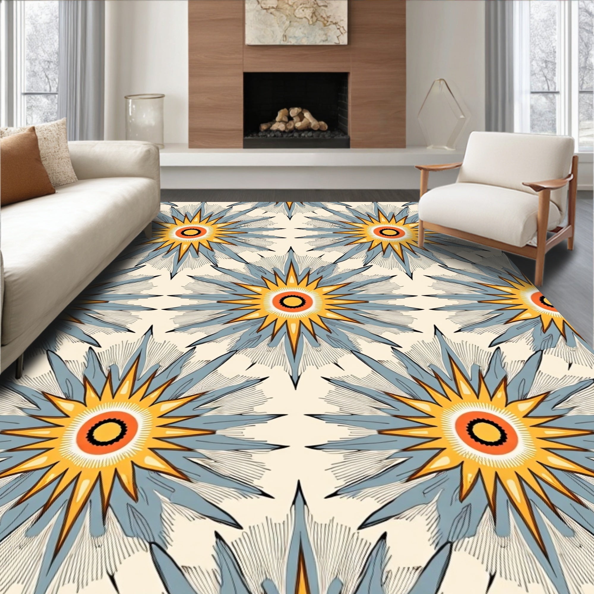 Sunburst Starburst Pattern Design Rug