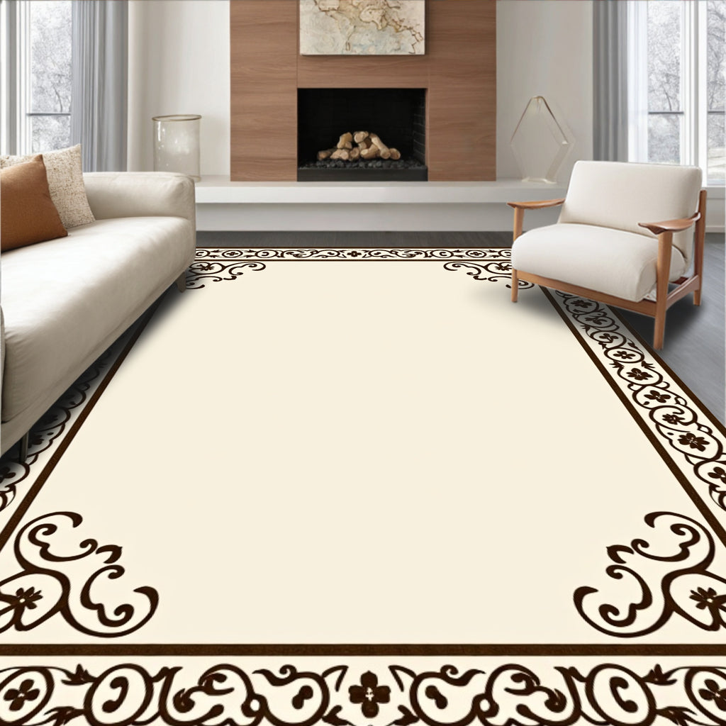 Ornate Damask Floral Frame Design Rug