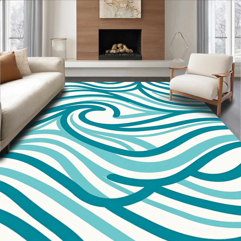 Ocean Wave Pattern Design Rug