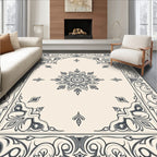 Vintage Floral Mandala Border Rug