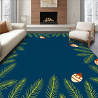 Deep Blue Pine Cone Spruce Branches Rug