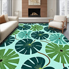 Tropical Leaf Pattern Textile Design Rug