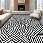 Black And White Optical Illusion Motif Rug