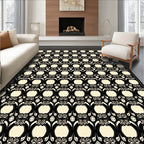 Art Nouveau Black Egg Oval Pattern Rug