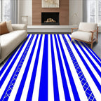 Bold Blue White Stripe Pattern Rug