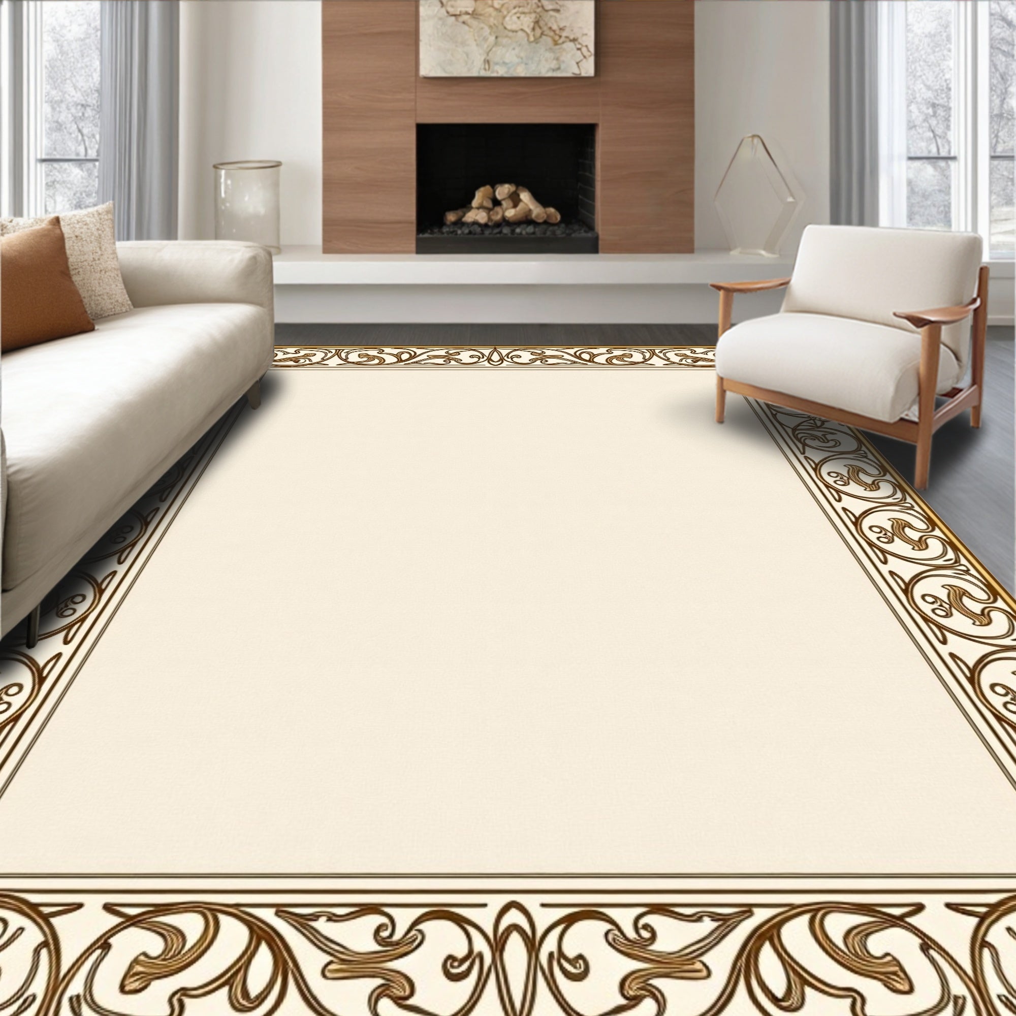 Art Nouveau Floral Scroll Design Rug