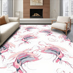 Abstract Pink Gray Fluid Forms Rug