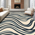 Dark Blue Swirl Pattern Textured Rug