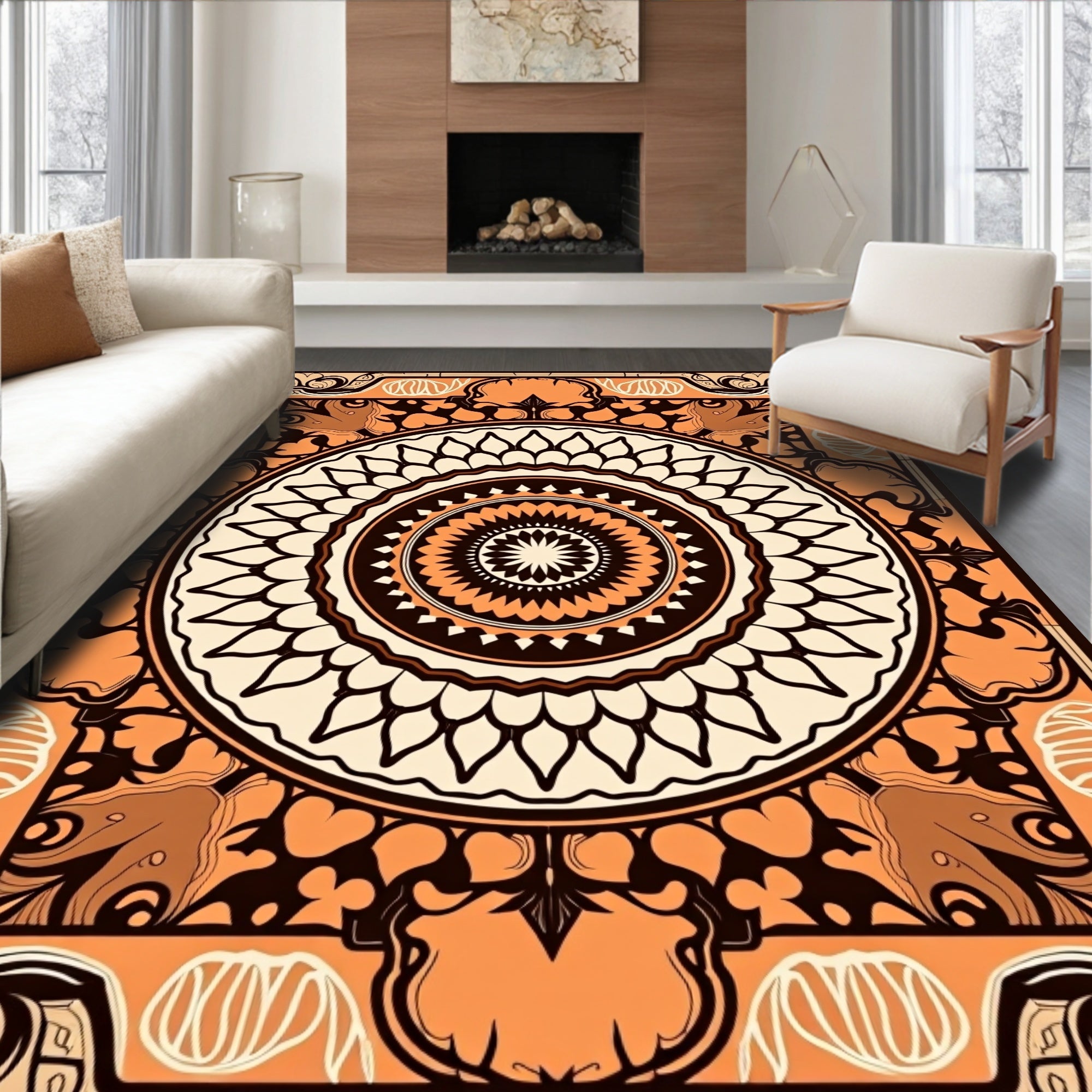 Bold Circular Mandala Pattern Rug