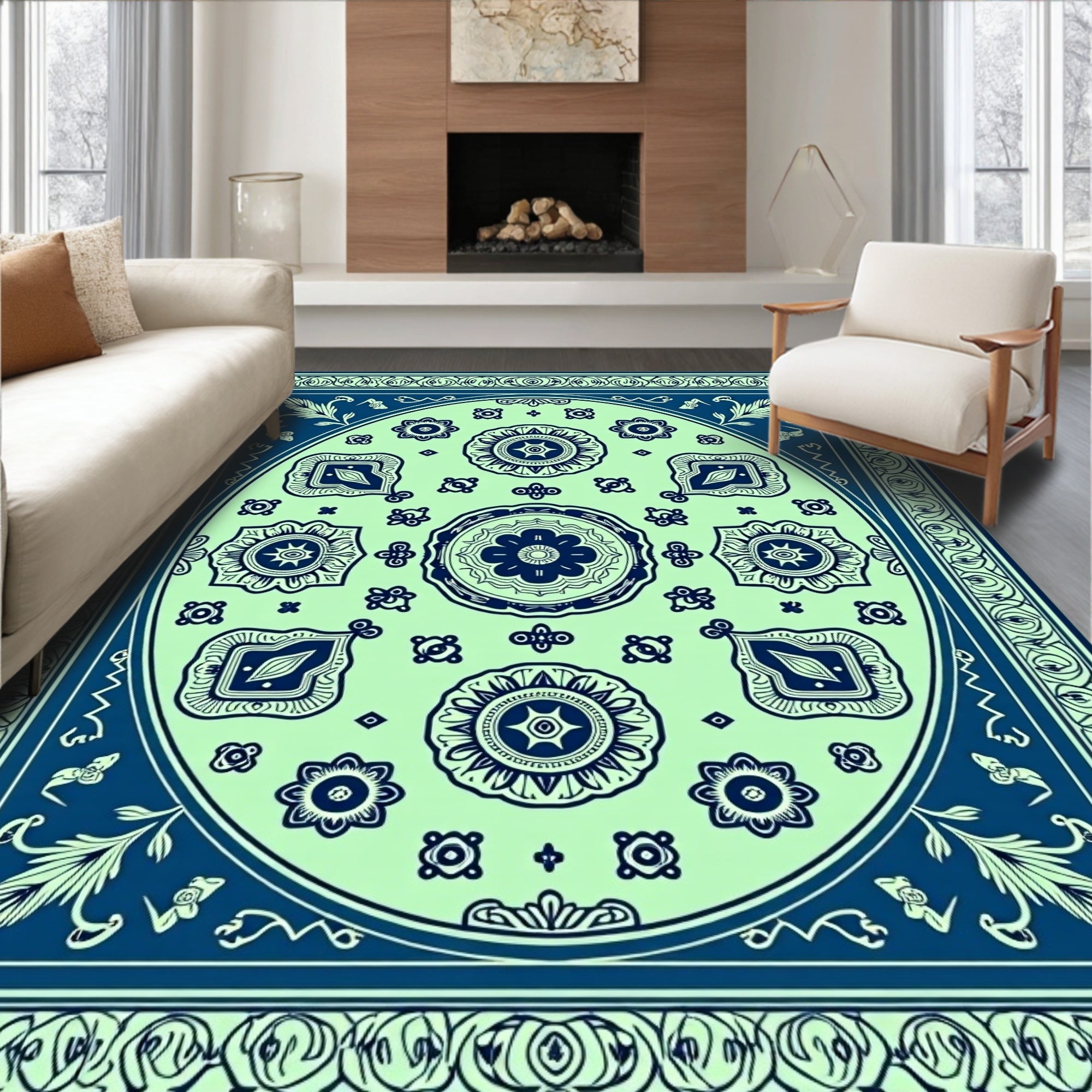 Vintage Floral Pendant Pattern Rug