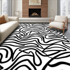 Bold Black Wavy Stripe Pattern Rug