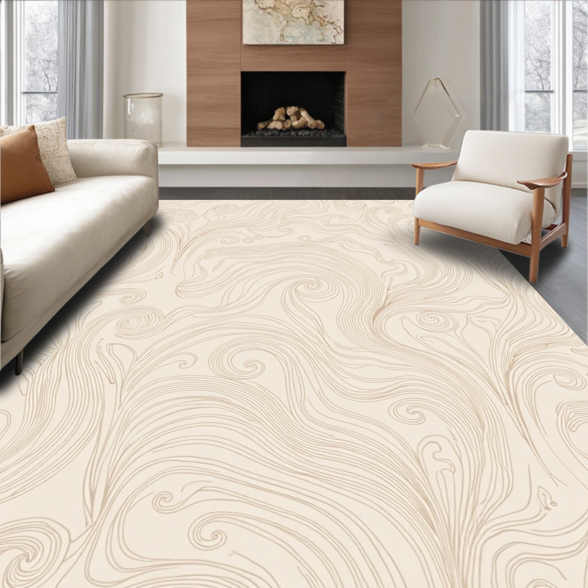 Flowing Natural Swirls Pattern Rug