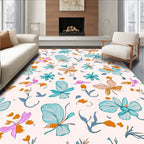 Whimsical Tropical Floral Outline Rug