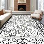 Elegant Scrollwork Floral Pattern Rug