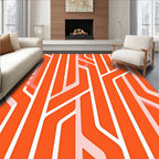 Vibrant Orange Abstract Pathway Pattern Rug