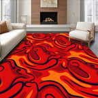 Bold Red Orange Swirl Pattern Design Rug