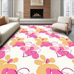 Abstract Floral Pattern with Pink Gold Hues Rug