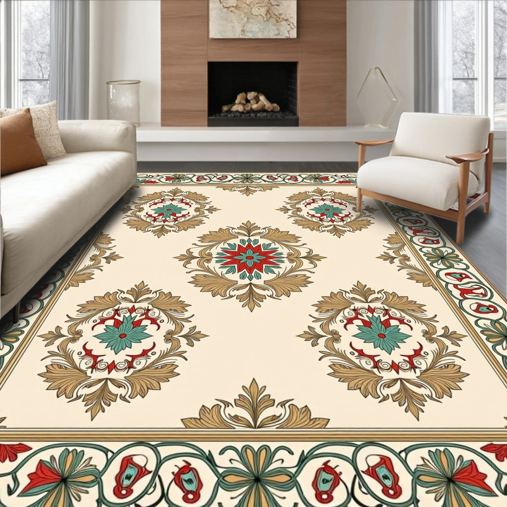 Classic Floral Medallion Border Rug