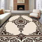 Intricate Floral Dark Brown Filigree Rug