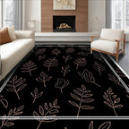 Botanical Sketch Outline On Black Rug