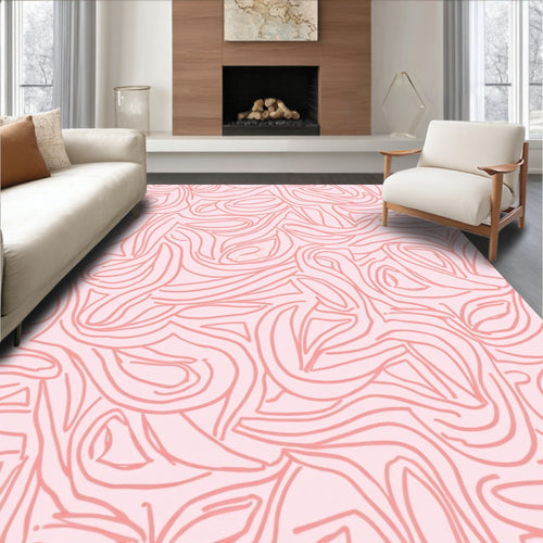 Abstract Pink Swirls Pattern Rug