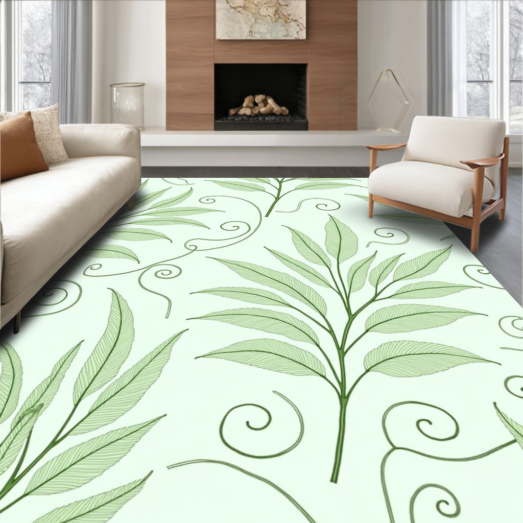 Green Leafy Vine Pattern Rug