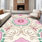Pink Floral Vines Pattern Rug