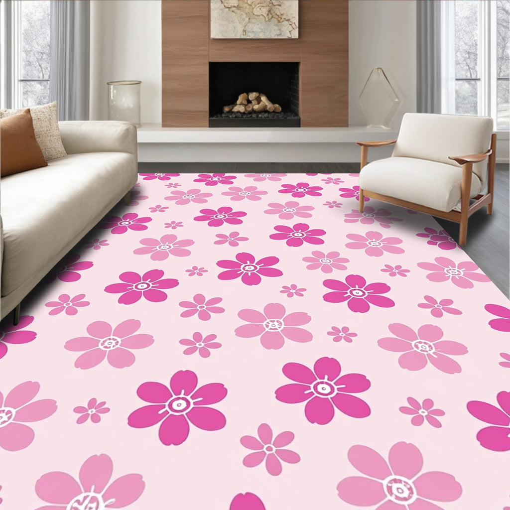 Pink Floral Pattern Rug