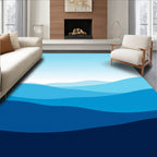 Abstract Blue Layered Landscape Rug