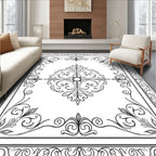 Ornate Scrollwork Floral Square Design Rug