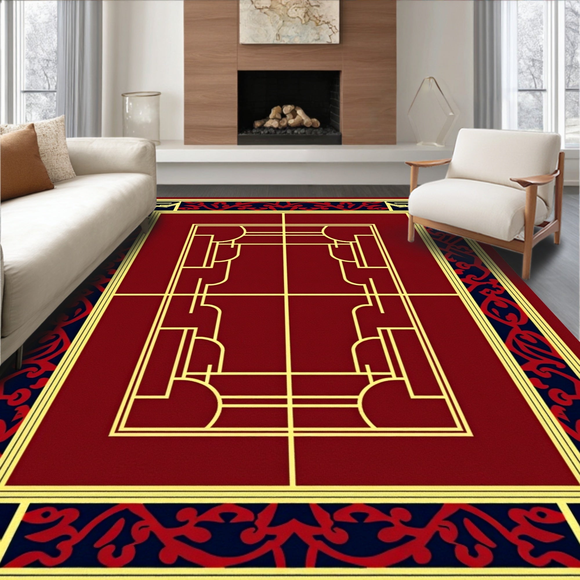 Geometric Medallion Contemporary Design Rug