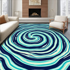 Abstract Swirl Blue Cream Rug