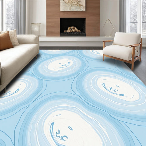 Abstract Blue White Agate Pattern Rug